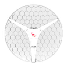 Vista de la antena para red Mikrotik LHG XL 2 con ganancia de 21 dBi, SKU RBLHG-2ND-XL, ideal para conexiones inalámbricas de largo alcance.