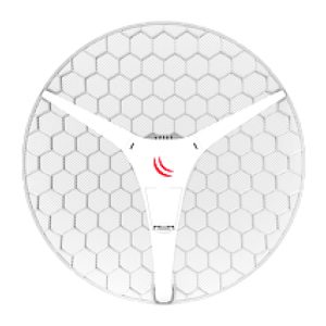 Vista de la antena para red Mikrotik LHG XL 2 con ganancia de 21 dBi, SKU RBLHG-2ND-XL, ideal para conexiones inalámbricas de largo alcance.