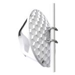 Imagen del Mikrotik LHG 2, una antena inalámbrica de 100 Mbps en color blanco con soporte para Energía sobre Ethernet (PoE), SKU RBLHG-2ND