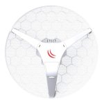 Antena inalámbrica Mikrotik LHG 5 en color blanco con soporte de Energía sobre Ethernet y velocidad de 54 Mbit/s, SKU RBLHG-5ND-3
