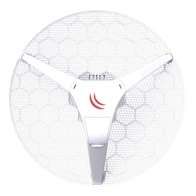 Mikrotik antena LHG 5 con PoE y 54 Mbit/s Antena inalámbrica Mikrotik LHG 5 en color blanco con soporte de Energía sobre Ethernet y velocidad de 54 Mbit/s, SKU RBLHG-5ND-3