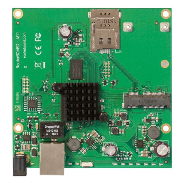Router Mikrotik RBM11G de colores Negro, Verde y Gris, SKU RBM11G, con diseño compacto y funciones avanzadas