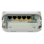 Router inalámbrico Mikrotik OmniTIK UPA-5HnD en color blanco, compatible con Energía sobre Ethernet (PoE). SKU: RBOMNITIKUPA-5HND