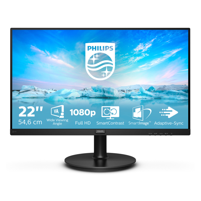 Philips V Line Monitor 21.5 pulgadas Full HD LED negro Philips V Line 221V8/00 monitor para PC de 54.6 cm con resolución 1920 x 1080 píxeles Full HD LED en color negro