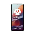 Motorola Moto G15 con pantalla de 6.72 pulgadas, Android 15, 4G, USB Tipo C, 8GB RAM, 512GB almacenamiento, batería de 5200 mAh, color azul claro. SKU: PB6E0059IT