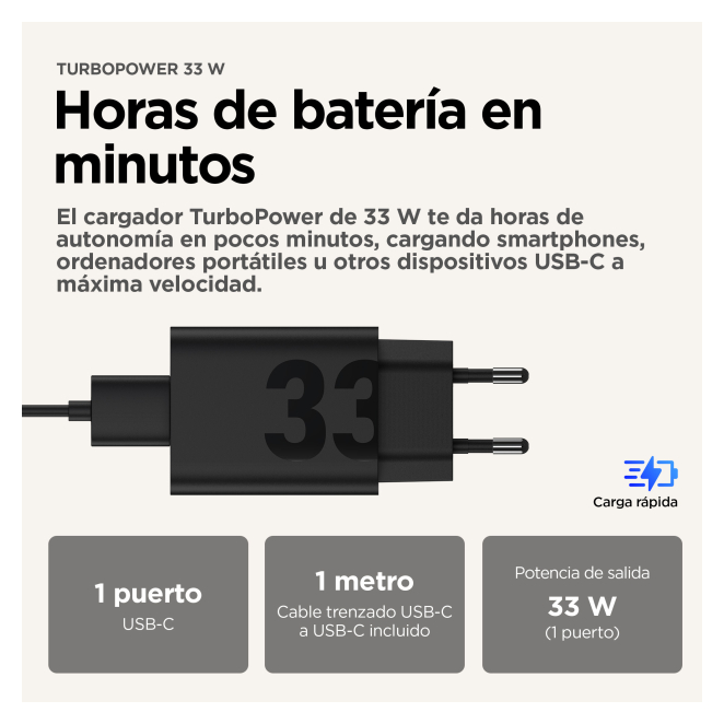 Motorola TurboPower 33W EU Universal Negro Corriente alterna Carga rápida Interior 3 Motorola TurboPower 33W EU Universal - Contexto de usuario