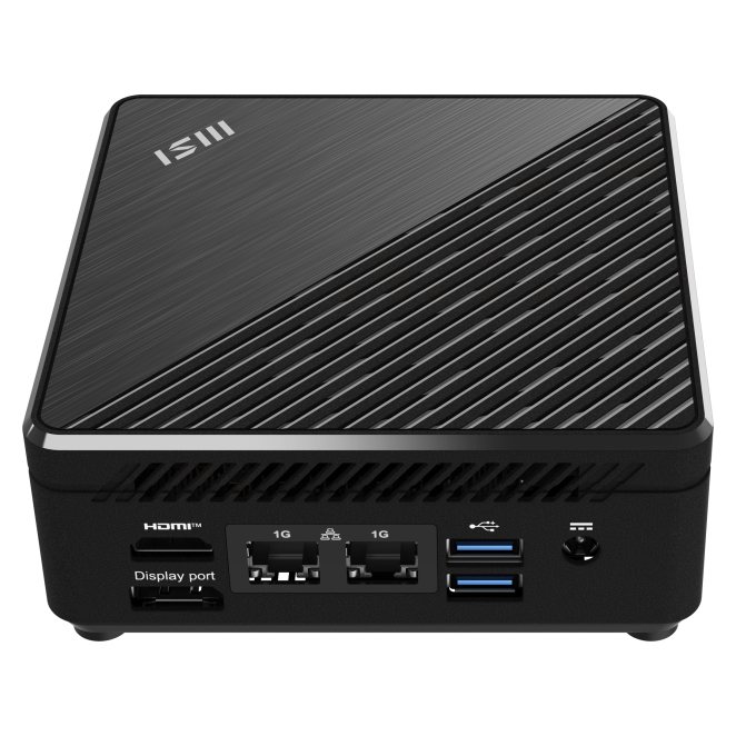 MSI Cubi N ADL-047BES 0,69 l tamaño PC Negro N100 5 MSI Cubi N ADL-047BES instalado detrás de un monitor
