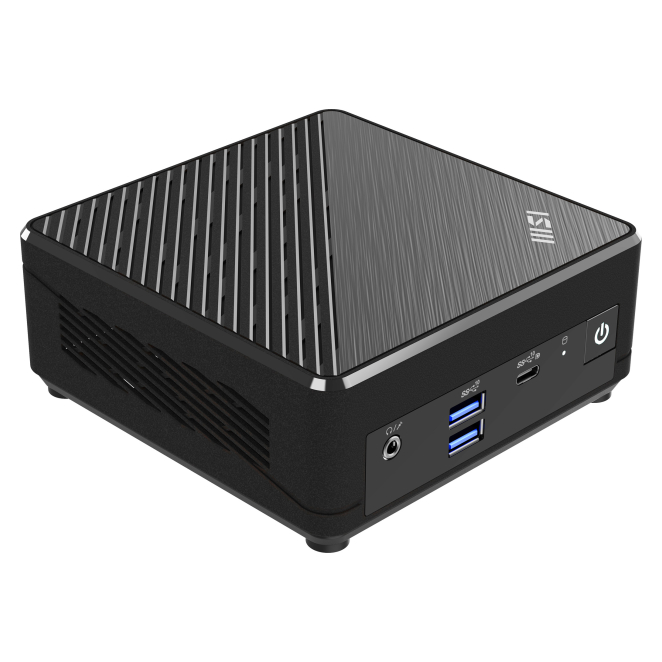 MSI Cubi N ADL-047BES 0,69 l tamaño PC Negro N100 3 MSI Cubi N ADL-047BES montado detrás de un monitor