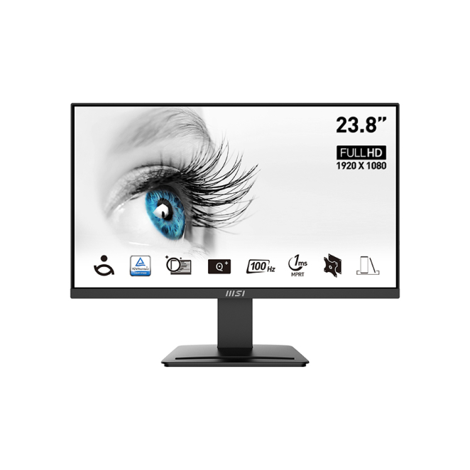 MSI Pro MP2412 pantalla LCD Full HD 23.8 pulgadas Pantalla MSI Pro MP2412 de 23.8 pulgadas con resolución 1920 x 1080 Pixeles Full HD en color negro, SKU 9S6-3BA9CH-044