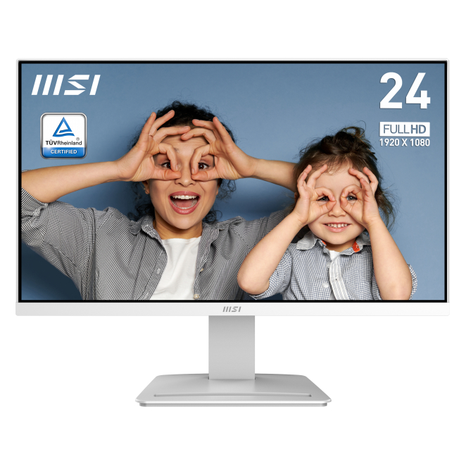 MSI Pro MP2412W Monitor 23.8 pulgadas Full HD Blanco Imagen del MSI Pro MP2412W monitor para PC de 23.8 pulgadas con resolución 1920 x 1080 Pixeles Full HD LCD en color blanco, SKU 9S6-3BA9CH-074
