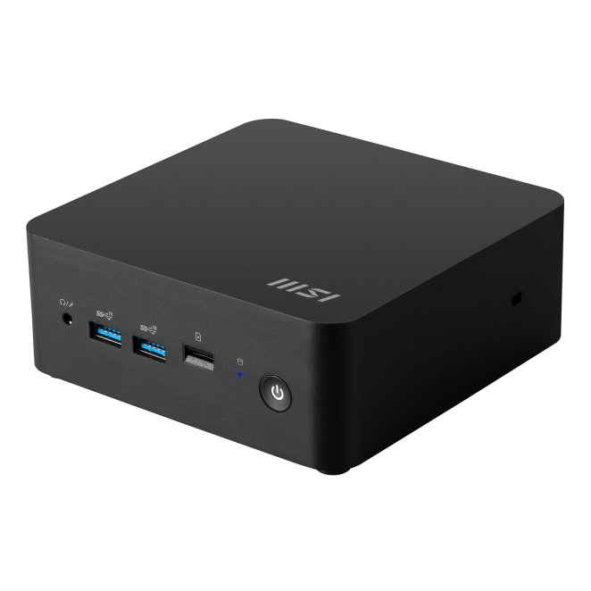 MSI Cubi NUC Mini PC con Intel Core 5 y Windows 11 Pro MSI Cubi NUC 1MG-263EU, Intel Core 5 120U, 16GB DDR5-SDRAM, 512GB SSD, Windows 11 Pro, Mini PC Negro muestra una computadora compacta y poderosa, SKU 9S6-B0B111-263.