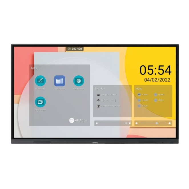 Sharp pizarra blanca interactiva de 75 pulgadas con pantalla táctil 4K Sharp PN-L752B pizarra blanca interactiva de 75 pulgadas en resolución 3840 x 2160 píxeles, negra - SKU: 60005558