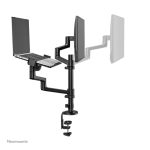 Neomounts DS20-425BL2 brazo de monitor con soporte para portátil, compatible con pantallas de 17 a 27 pulgadas, ideal para ahorrar espacio