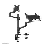 Neomounts DS20-425BL2 brazo de monitor con soporte para portátil, compatible con pantallas de 17 a 27 pulgadas, ideal para ahorrar espacio