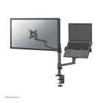 Neomounts DS20-425BL2 brazo de monitor con soporte para portátil, compatible con pantallas de 17 a 27 pulgadas, ideal para ahorrar espacio