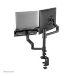 Neomounts DS20-425BL2 brazo de monitor con soporte para portátil, compatible con pantallas de 17 a 27 pulgadas, ideal para ahorrar espacio