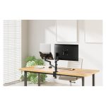 Neomounts DS20-425BL2 brazo de monitor con soporte para portátil, compatible con pantallas de 17 a 27 pulgadas, ideal para ahorrar espacio