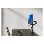 Neomounts DS20-425BL2 brazo de monitor con soporte para portátil, compatible con pantallas de 17 a 27 pulgadas, ideal para ahorrar espacio