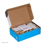 Brazo de monitor Neomounts DS70-450BL1, compatible con pantallas de 17 a 42 pulgadas, resorte de gas y tope a 180°.