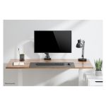 Brazo de monitor Neomounts DS70-450BL1, compatible con pantallas de 17 a 42 pulgadas, resorte de gas y tope a 180°.