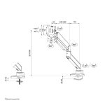 Brazo de monitor Neomounts DS70PLUS-450WH1 con resorte de gas, Topfix y capacidad para monitores de 17 a 49 pulgadas