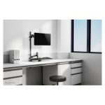 Soporte de sobremesa Neomounts DS90-325BL1 para puesto de trabajo de pie y sentado con resorte de gas, ideal para monitores de 17 a 32 pulgadas
