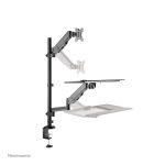 Soporte de sobremesa Neomounts DS90-325BL1 para puesto de trabajo de pie y sentado con resorte de gas, ideal para monitores de 17 a 32 pulgadas
