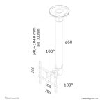 Neomounts FPMA-C200BLACK, soporte de techo para monitor/TV de 10 a 40 pulgadas, altura ajustable de 64 a 104 cm, modelo FPMA-C200BLACK