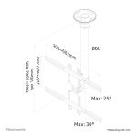 Soporte de techo Neomounts FPMA-C400BLACK para monitor o TV de 32 a 60 pulgadas, altura ajustable de 64 a 104 cm, SKU FPMA-C400BLACK