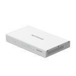 NETGEAR BR200 router blanco con 5 puertos de Ethernet Gigabit, modelo BR200-100PES. Ideal para conexiones rápidas y confiables.