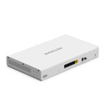 NETGEAR BR200 router blanco con 5 puertos de Ethernet Gigabit, modelo BR200-100PES. Ideal para conexiones rápidas y confiables.