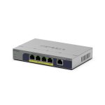 Switch NETGEAR GS105P con 5 puertos Gigabit Ethernet, PoE, montaje en pared o escritorio, SKU GS105P-300EUS, color gris