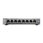 Switch NETGEAR GS108E gestionado con 8 puertos Gigabit Ethernet 10/100/1000, color negro, SKU GS108E-300PES