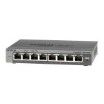 Switch NETGEAR GS108E gestionado con 8 puertos Gigabit Ethernet 10/100/1000, color negro, SKU GS108E-300PES