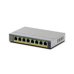 Imagen del switch NETGEAR GS108EP, gestionado, con capacidad L2/L3, puertos Gigabit Ethernet 10/100/1000 y color gris. SKU: GS108EP-100EUS.