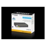 Switch de red gestionado NETGEAR modelo GS108Tv3 de 8 puertos Gigabit Ethernet (10/100/1000) en color gris, SKU GS108T-300PES