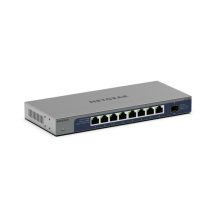 Imagen del NETGEAR GS108X, switch no administrado L2, con 8 puertos Gigabit Ethernet (10/100/1000), color gris. SKU: GS108X-100EUS