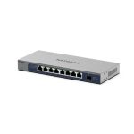 Imagen del NETGEAR GS108X, switch no administrado L2, con 8 puertos Gigabit Ethernet (10/100/1000), color gris. SKU: GS108X-100EUS