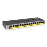 NETGEAR GS116PP Switch No administrado Gigabit Ethernet con 16 puertos PoE y velocidad 10/100/1000 Mbps, SKU GS116PP-100EUS