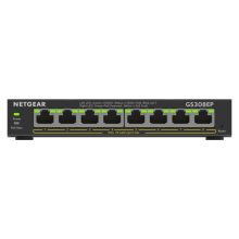 NETGEAR 8-Port Gigabit Ethernet PoE+ Plus Switch modelo GS308EP con gestión L2/L3, 10/100/1000 Mbps, energía sobre ethernet y color negro
