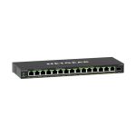 Imagen del switch gestionado NETGEAR GS316EP-100PES con capacidad Gigabit Ethernet y energía sobre Ethernet (PoE), color negro, modelo GS316EP-100PES