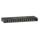 Imagen del NETGEAR GS316EPP-100PES, un switch Gigabit Ethernet de 16 Puertos PoE+ con 231W y 1 puerto SFP. Gestionado y color negro.