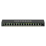 Imagen del NETGEAR GS316EPP-100PES, un switch Gigabit Ethernet de 16 Puertos PoE+ con 231W y 1 puerto SFP. Gestionado y color negro.