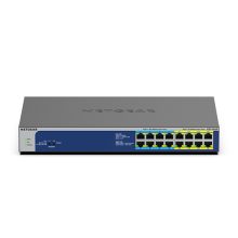 Switch de red NETGEAR modelo GS516UP-100EUS, no administrado con conectividad Gigabit Ethernet (10/100/1000) y soporte PoE, color gris
