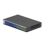 Switch de red NETGEAR modelo GS516UP-100EUS, no administrado con conectividad Gigabit Ethernet (10/100/1000) y soporte PoE, color gris
