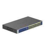 Switch Ethernet gris NETGEAR GS524PP con 24 puertos Gigabit y función PoE, SKU GS524PP-100EUS