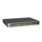 NETGEAR GS752TP-300EUS switch gestionado con capas L2/L3/L4, Gigabit Ethernet, PoE y formato 1U en color negro. SKU: GS752TP-300EUS