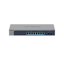 Imagen del NETGEAR 8-Port Multi-Gigabit/10G Ethernet Ultra60 PoE++ Smart Switch con 2 SFP+ Ports, SKU MS510TXUP-100EUS. Switch gestionado L2+ 10G Ethernet con soporte PoE++ en color gris.