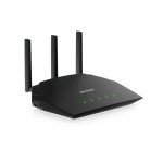 Router NETGEAR Nighthawk 4-Stream AX1800 WiFi 6 con Gigabit Ethernet y doble banda 2.4 GHz / 5 GHz, SKU: RAX10-100EUS, color negro