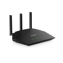 Router NETGEAR Nighthawk 4-Stream AX1800 WiFi 6 con Gigabit Ethernet y doble banda 2.4 GHz / 5 GHz, SKU: RAX10-100EUS, color negro